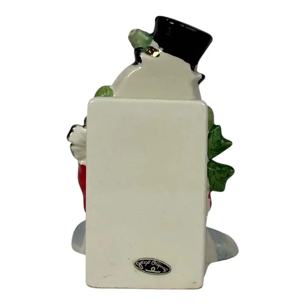 Vintage Josef Originals Snowman Ceramic Napkin Holder 1950s Japan With Gift